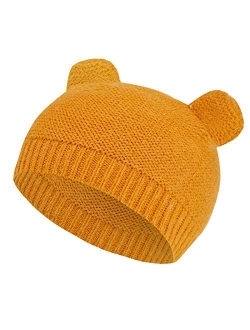 ASUGOS Baby Girls Winter Hats Infant Winter Beanie Baby Boys Knit Caps with Cute Bear Ears 3-6 Months 6-12 Months