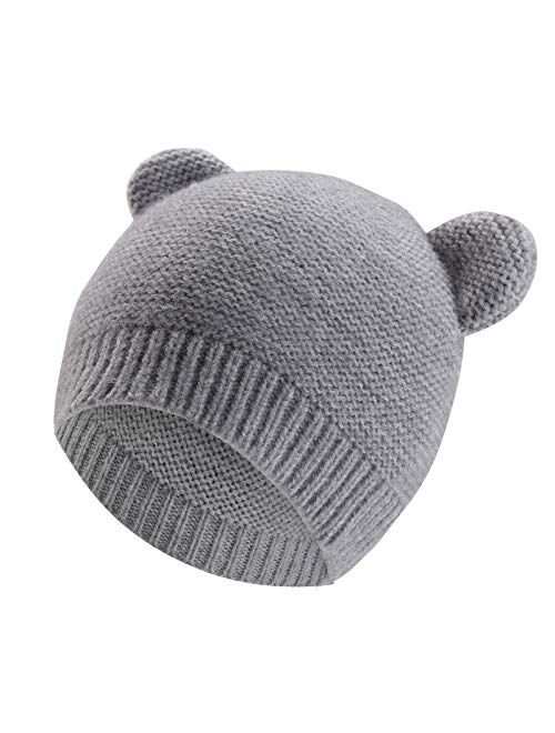 ASUGOS Baby Girls Winter Hats Infant Winter Beanie Baby Boys Knit Caps with Cute Bear Ears 3-6 Months 6-12 Months