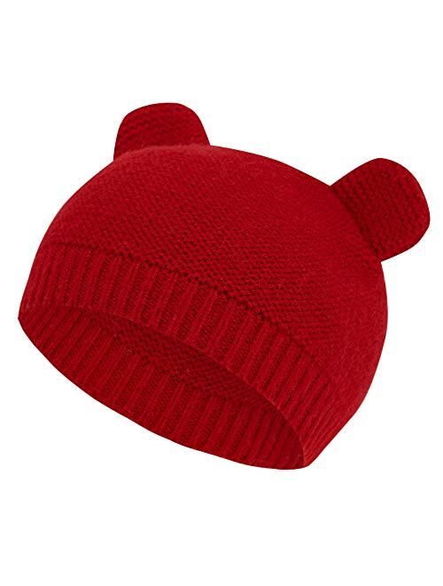 ASUGOS Baby Girls Winter Hats Infant Winter Beanie Baby Boys Knit Caps with Cute Bear Ears 3-6 Months 6-12 Months