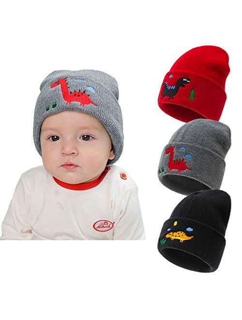 LHTHZHY Kids Winter Beanies Soft Warm Knitted Baby Hats Caps Cute Cozy Chunky Winter Infant Toddler Beanies for Boys Girls