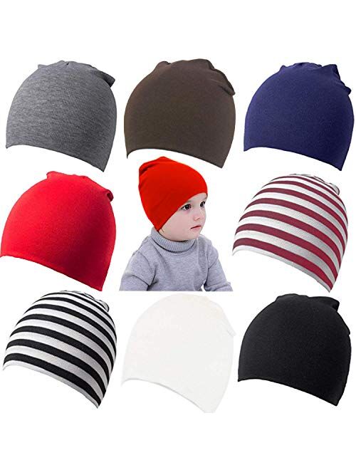 Zomme 8 Pack Baby Infant Beanies Hat Cotton Knit Toddler Newborn Beanies Cap