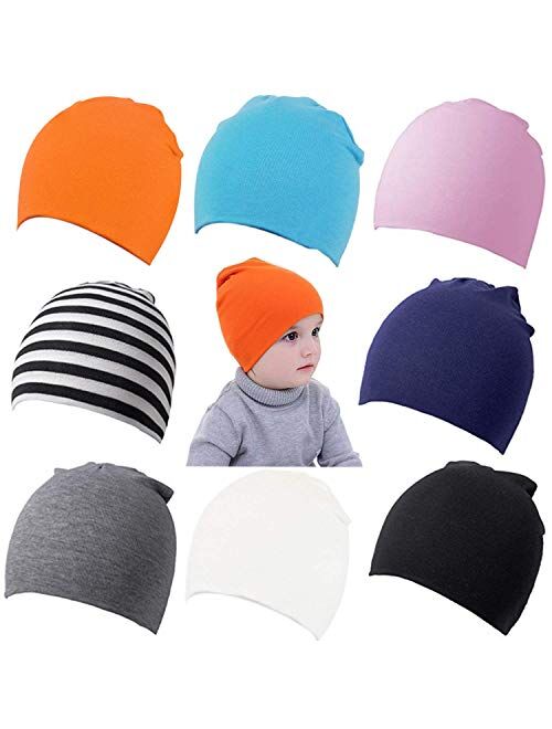 Zomme 8 Pack Baby Infant Beanies Hat Cotton Knit Toddler Newborn Beanies Cap