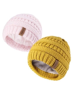 Kids Girls Boys Winter Knit Beanie Hats Bobble Ski Cap Toddler Baby Hats 2-8 Years Old