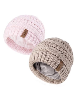 Kids Girls Boys Winter Knit Beanie Hats Bobble Ski Cap Toddler Baby Hats 2-8 Years Old