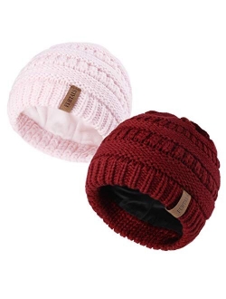 Kids Girls Boys Winter Knit Beanie Hats Bobble Ski Cap Toddler Baby Hats 2-8 Years Old