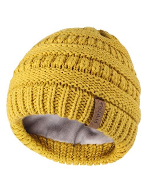 FURTALK Kids Girls Boys Winter Knit Beanie Hats Bobble Ski Cap Toddler Baby Hats 2-8 Years Old