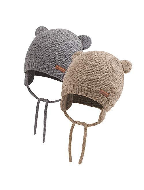 XIAOHAWANG Baby Hat Cute Bear Toddler Earflap Beanie Warm for Fall Winter