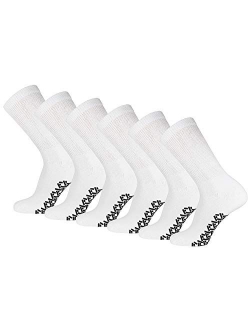 3 Pairs of Non-Skid Diabetic Crew Socks, Non Binding Top Therapeutic Cotton Gripper Socks (Black, Size: 10-13)