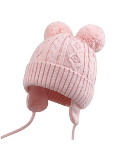 Duoyeree Kids Baby Hat Soft Warm Cable Knit Beanie Toddler Girl Fall Winter Hats