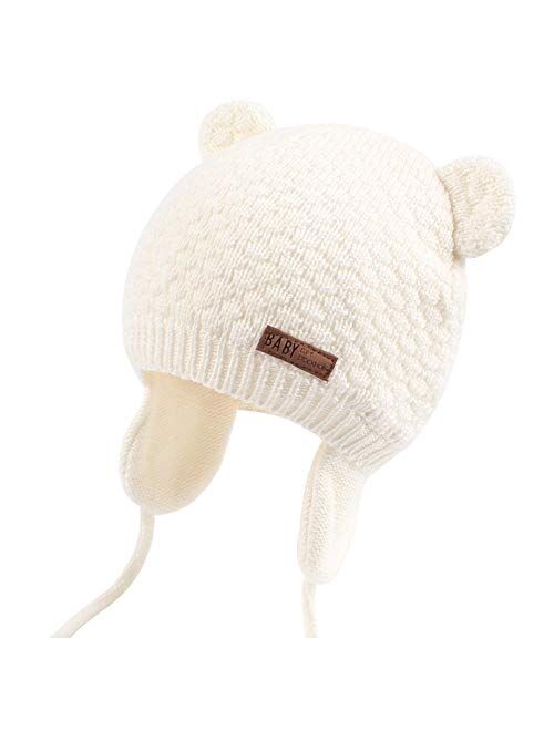 Duoyeree Kids Baby Hat Soft Warm Cable Knit Beanie Toddler Girl Fall Winter Hats