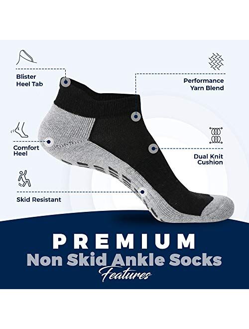 Non Skid Ankle Socks - (4 Pairs) - Anti Slip Socks for Barre Yoga Pilates Maternity Pregnancy Hospital Adults Men Women