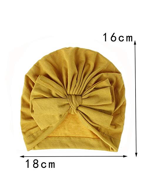 Bestjybt 6 Pcs Baby Turban Knot Hats Newborn Infant Toddler Hospital Hat Cotton Head Wrap