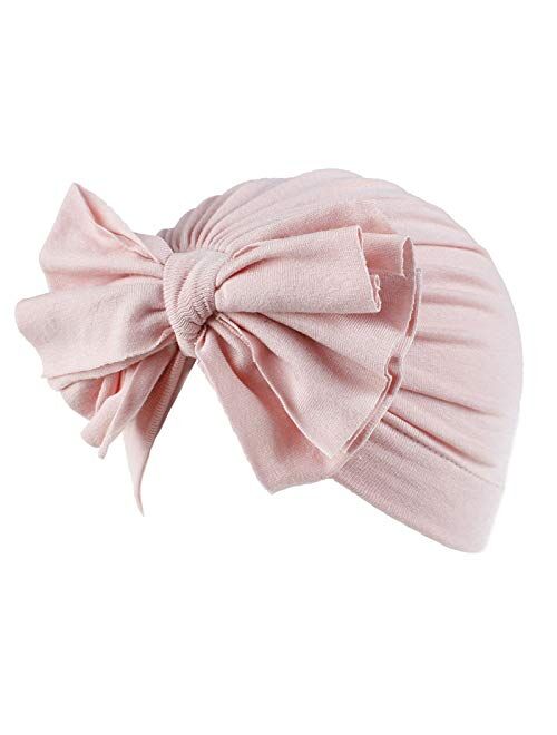 Bestjybt 6 Pcs Baby Turban Knot Hats Newborn Infant Toddler Hospital Hat Cotton Head Wrap