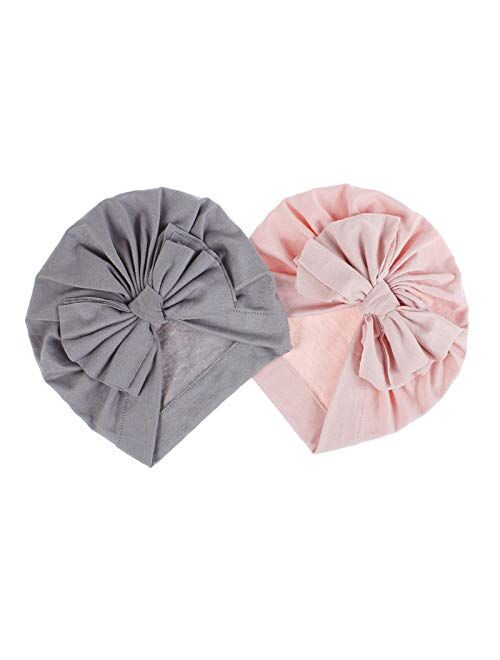 Bestjybt 6 Pcs Baby Turban Knot Hats Newborn Infant Toddler Hospital Hat Cotton Head Wrap