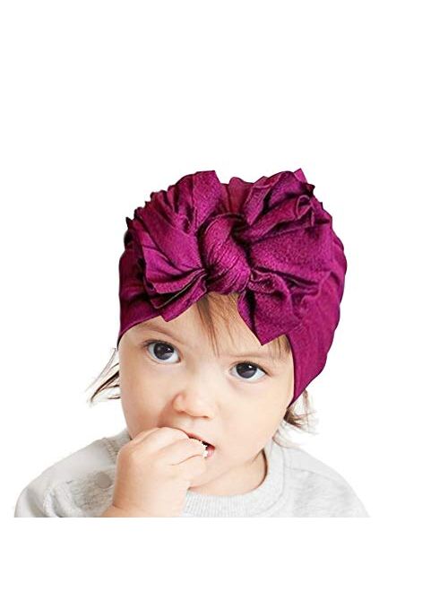 Bestjybt 6 Pcs Baby Turban Knot Hats Newborn Infant Toddler Hospital Hat Cotton Head Wrap