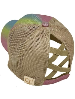 C.C Kids 2-5 Ponytail Messy Buns Ponycaps Baseball Visor Cap Hat