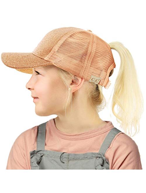 C.C Kids 2-5 Ponytail Messy Buns Ponycaps Baseball Visor Cap Hat