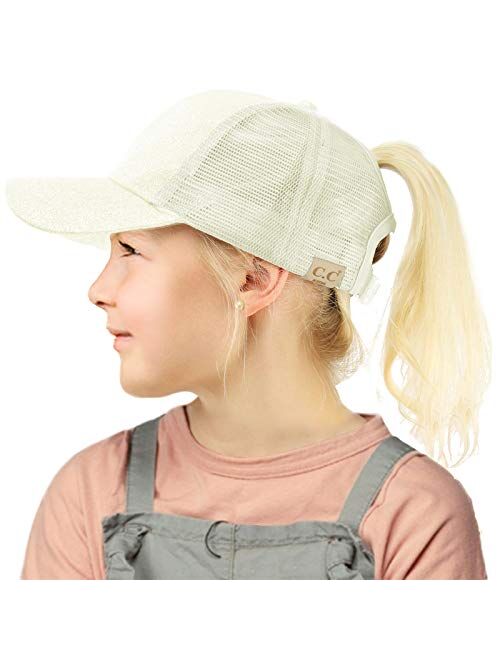 C.C Kids 2-5 Ponytail Messy Buns Ponycaps Baseball Visor Cap Hat