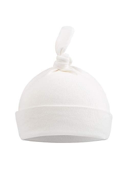 Pesaat Newborn Hospital Knot Hat 0-6 Months Baby Boys Girls Beanie Solid Infant Hats Autumn Winter