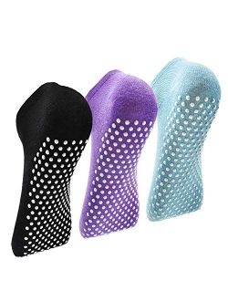 Sticky Barre Grips Slipper Socks - Elutong 3 Pack Non Slip with grippers Yoga Pilates Ballet Skid for Women