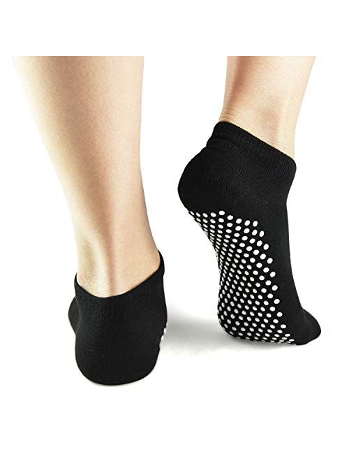 Sticky Barre Grips Slipper Socks - Elutong 3 Pack Non Slip with grippers Yoga Pilates Ballet Skid for Women