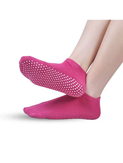 Sticky Barre Grips Slipper Socks - Elutong 3 Pack Non Slip with grippers Yoga Pilates Ballet Skid for Women