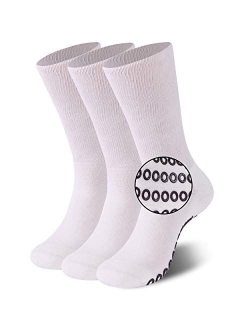 Non-Skid Diabetic Crew Socks, JSPA Non Binding Top Extra Wide Anti Skid Rubber Grip Hospital Home Socks