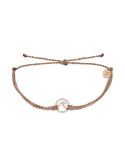 Pura Vida Gold or Rose Gold Wave OG Bracelet - Gold Plated Charm, Adjustable Band - 100% Waterproof