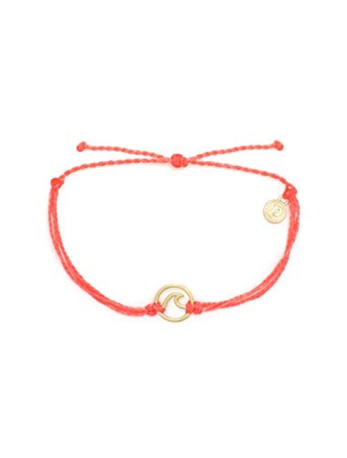 Pura Vida Gold or Rose Gold Wave OG Bracelet - Gold Plated Charm, Adjustable Band - 100% Waterproof