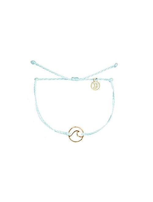 Pura Vida Gold or Rose Gold Wave OG Bracelet - Gold Plated Charm, Adjustable Band - 100% Waterproof