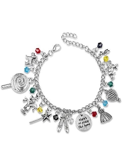 Bracelet Themed Charm Friendship Bracelets 8-Inch Silver Birthday Valentine's Day Gift with Jewelry Box For Teens Girls