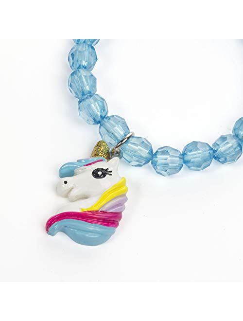 Wingchold Set of 6 Unicorn Rainbow Bracelets, Little Girl Animal Bracelets, Teens Kids Unicorn Pendant Beaded Bracelet Girl Party Favor Pretend Play