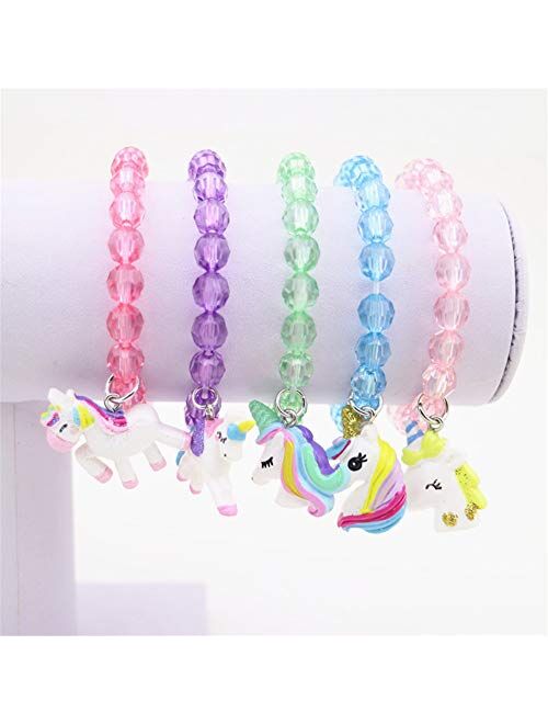 5pc Colourful Unicorn Bracelet, Little Girl Animal Bracelets, Teens Kids  Owl Pendant Beaded Bracelet Girl Party Favour Pretend Play Bracelet