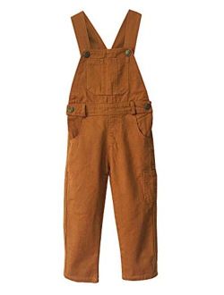 Grandwish Boys' Brown Bib Overall Size 3T-10