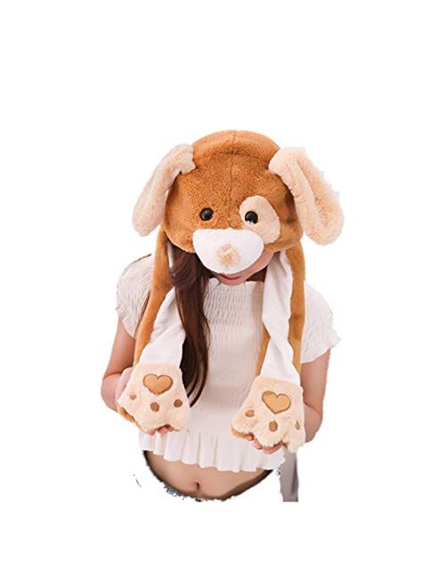 VintFun Animal Hat Jumping Ear Movable Cap Adult Costume