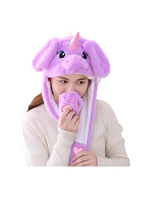 VintFun Animal Hat Jumping Ear Movable Cap Adult Costume