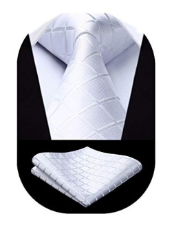 Plaid Checkered Tie Handkerchief Woven Classic Men's Necktie & Pocket Square Set