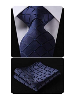 Plaid Checkered Tie Handkerchief Woven Classic Men's Necktie & Pocket Square Set