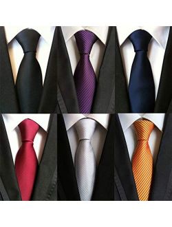 Adulove Men's Necktie Classic Silk Tie Woven Jacquard Neck Ties 6 PCS