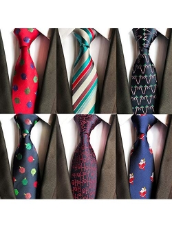 Adulove Men's Necktie Classic Silk Tie Woven Jacquard Neck Ties 6 PCS