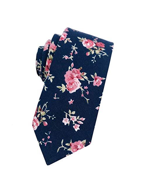 Mantieqingway - Corbata de algodón para hombre, diseño floral