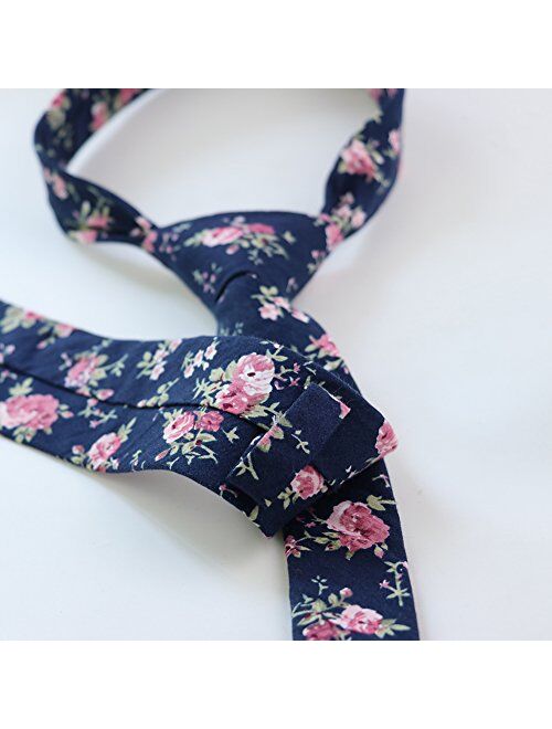 Mantieqingway - Corbata de algodón para hombre, diseño floral