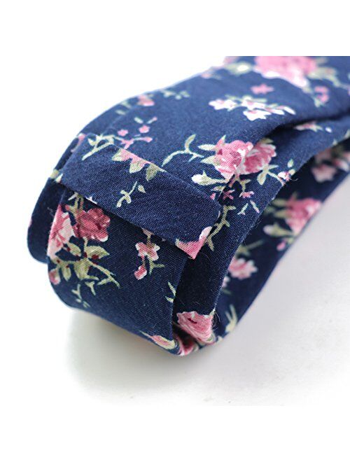 Mantieqingway - Corbata de algodón para hombre, diseño floral