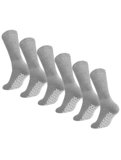 Men Women Anti Slip Grip Non Skid Crew Cotton Diabetic Socks For Home Hospital 3/6 pack