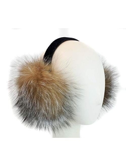 Surell Fox Fur Earmuff with Velvet Band - Winter Ear Muffs - Cold Weather Head Warmer