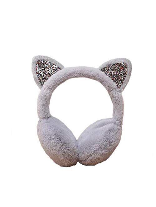 Women's Winter Warm Cat Ear Muffs Cute Catear Earmuff For Girls Fluffy Women Womens Headband Faux Fur Outdoor Earmuffs