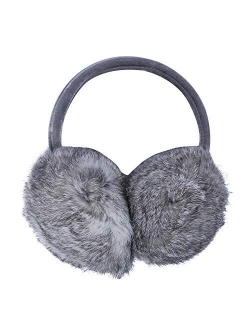 ZLYC Womens Girls Genuine Rabbit Fur EarMuffs Adjustable Ear Warmers