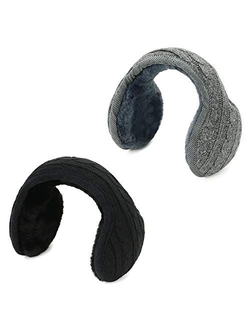 Zando Ear Muffs for Winter Women - Ear Warmer Foldable Earmuffs Knit Furry Winter Earmuffs Men Women Kids