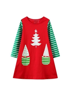 HILEELANG Girl Casual Dress Winter Long Sleeve Cotton Active Playwear Basic Tunic Outfit Dresses