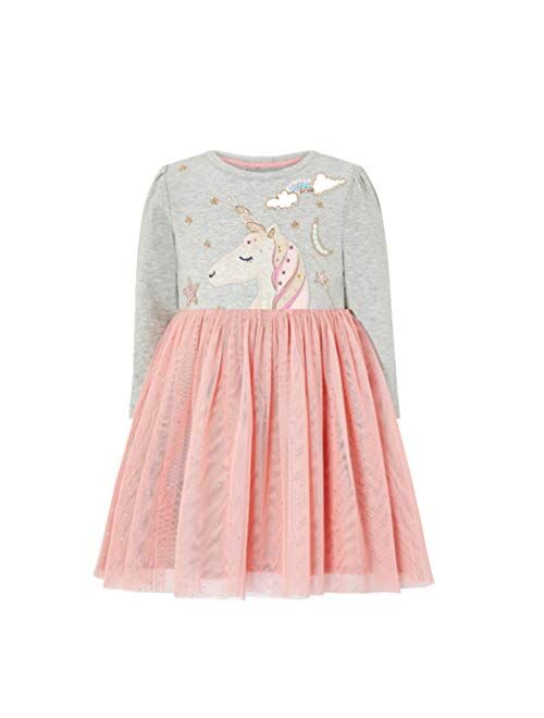 HILEELANG Girl Casual Dress Winter Long Sleeve Cotton Active Playwear Basic Tunic Outfit Dresses